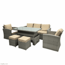 Load image into Gallery viewer, Luna Deluxe with Rising Table Set - Cream Cushions
